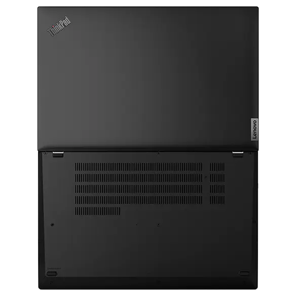Lenovo ThinkPad L15 Gen 4 (15” Intel) laptop—view from below, lid open 180 degrees