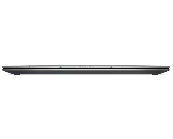 Voorkant van de Lenovo ThinkPad X1 Yoga Gen 7 2-in-1 met gesloten scherm en zicht op de bovenkant van de communicatiebalk.