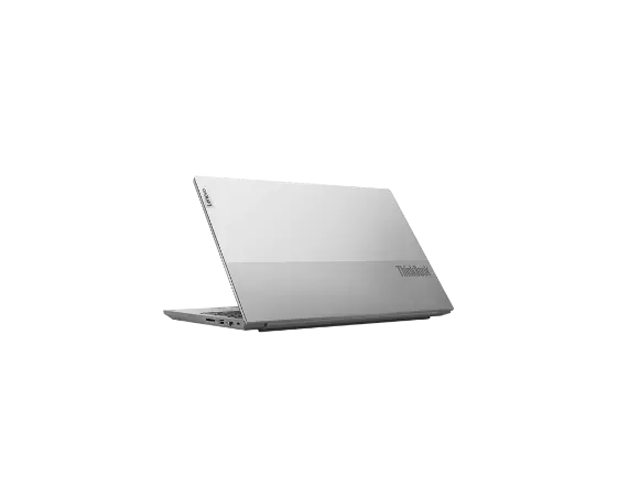 Vista trasera de tres cuartos del lateral izquierdo del Lenovo ThinkBook 15 de 2.ª generación abierto 90 grados
