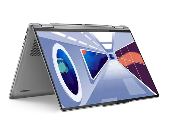 Yoga 7 Gen 8 (16″ AMD) front-facing right in tent mode
