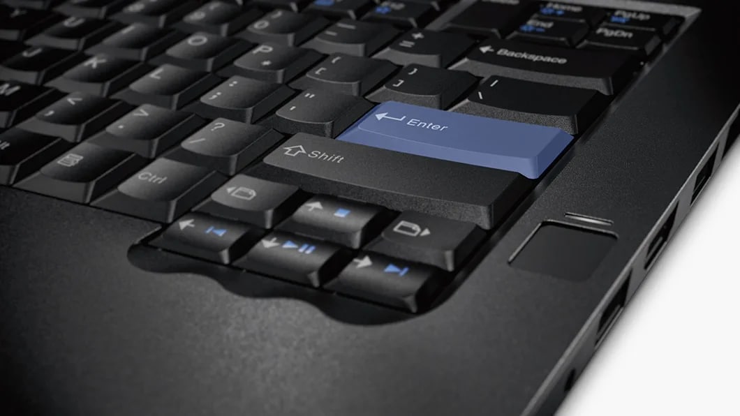 Lenovo ThinkPad 25 Keyboard Detail of Blue Retro Enter Key
