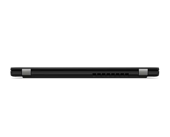 Rear profile of the Lenovo ThinkPad L13 Gen 4  laptop in Thunder Black, closed cover.