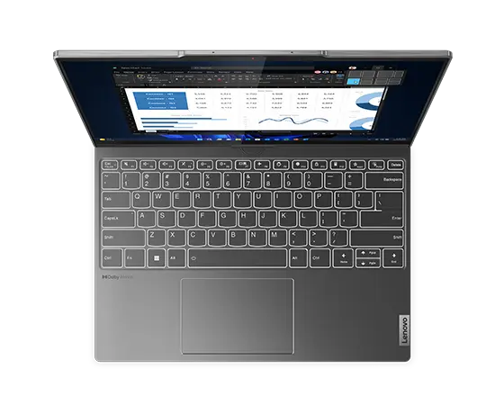 Lenovo ThinkBook Plus Gen 4 (13, Intel) 2-in-1 laptop—view from above, notebook mode