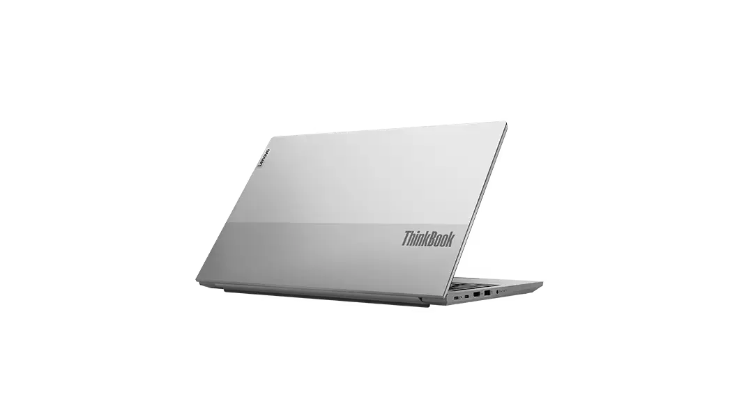 Right rear three-quarter view of Lenovo ThinkBook 15 Gen 2 open 90 degrees