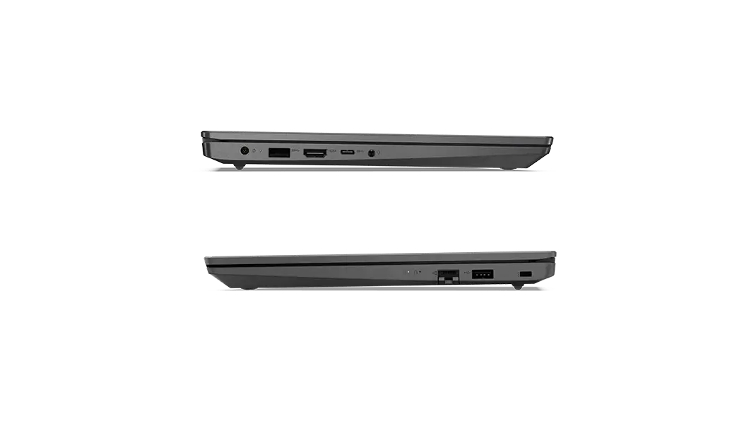 two Lenovo V14 Gen 2 (14'' AMD) laptops – stacked left and right views