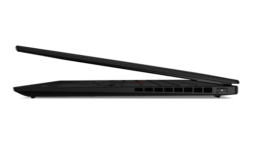 Vista lateral derecha de la laptop ThinkPad X1 Nano de 13” plegada a 20°