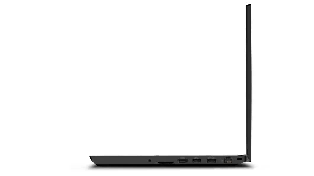 Lenovo ThinkPad T15p open 90 degrees, view of right side ports