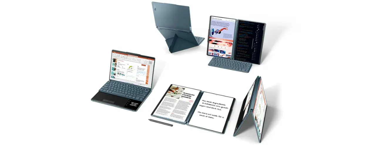 Yoga Book 9i Gen 8 (13″ Intel) in its multiple modes