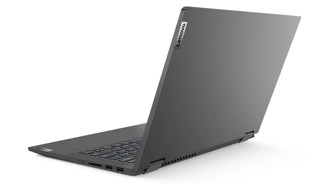 Notebook IdeaPad Flex 5 (15&quot;, AMD) abierta, vista trasera