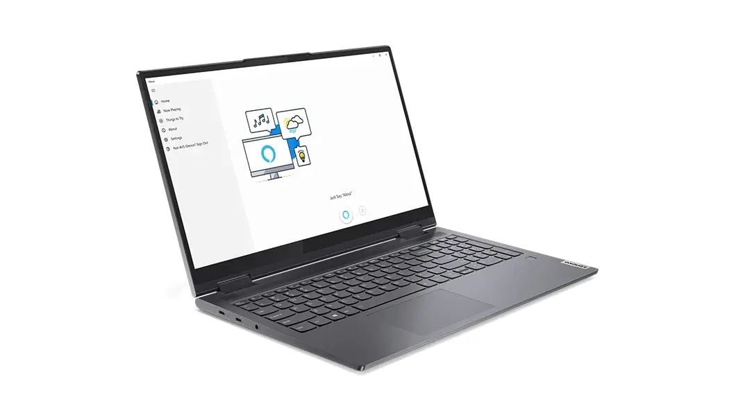 Imagen desde un ángulo izquierdo de la laptop 2 en 1 Yoga 7i (15.6”, Intel) en color dark moss