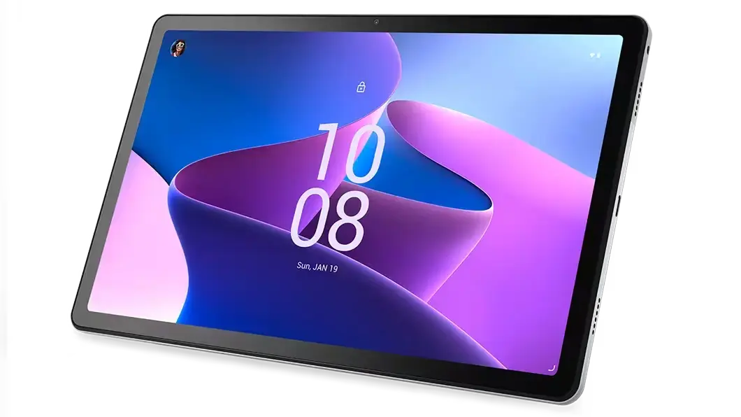 Vista de semiperfil de la tablet Lenovo Tab M10 Plus 3era Gen (10.6”, Android)