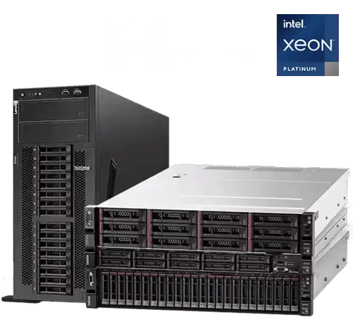 Lenovo ThinkSystem Servers powered by Intel - front facing left 3 group