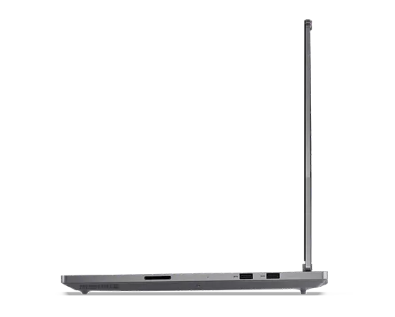 Rechte Seite des Lenovo ThinkBook 16p Gen 5 Notebooks (16 Zoll Intel) mit 90 Grad geöffnetem Deckel und drei sichtbaren Anschlüssen.