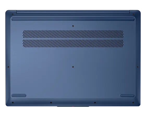 Bottom view of the Lenovo IdeaPad Slim 3i Gen 9 16 inch laptop in Abyss Blue, focusing its vents.