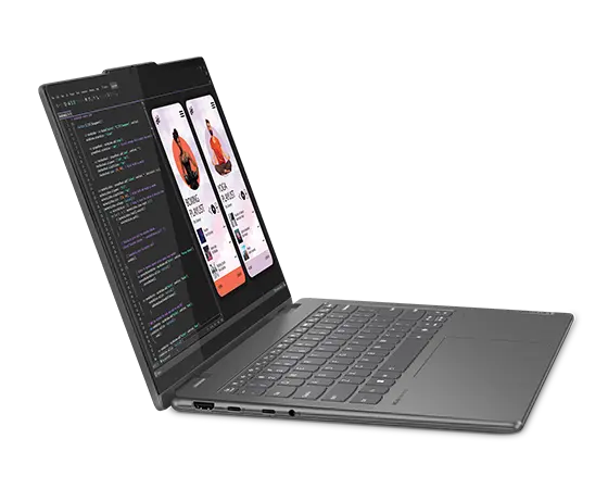 Left angle view of the Lenovo Yoga 7 2-in-1 Gen 9 (14 AMD), open