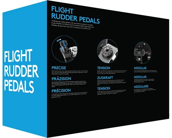 Logitech G Flight Rudder Pedals Professional Simulation Rudder Pedals with Toe Brake