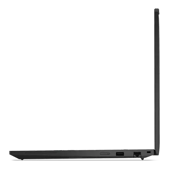 Ordinateur portable Lenovo ThinkPad T16 Gen 3 (16'' Intel) — vue latérale droite, capot ouvert.