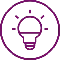 Icon showing a bright lightbulb