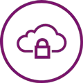 A secure cloud icon.