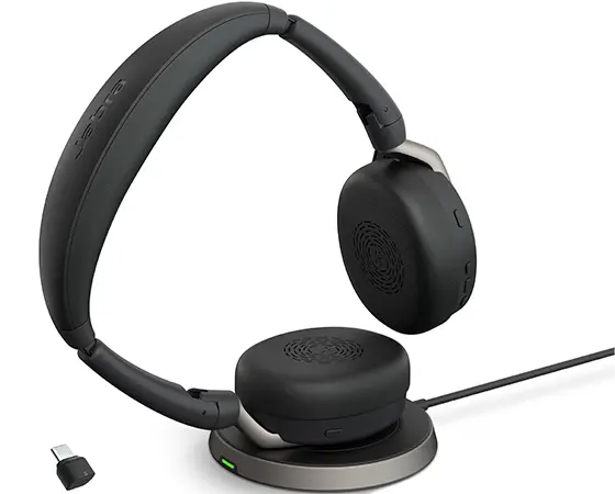 Jabra Evolve2 65 Flex Link380c UC Stereo Headset with Wireless Charger