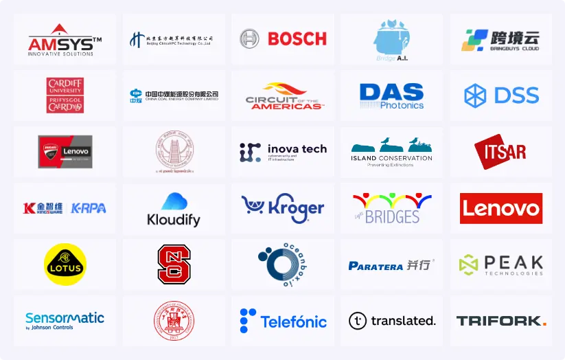 Logo's van klanten van Lenovo die AI gebruiken.