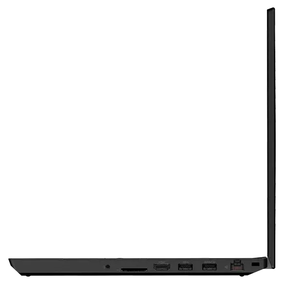 Profil droit de la station de travail portable Lenovo ThinkPad P15v Gen 3, montrant le bord de l’écran et du clavier, plus les ports