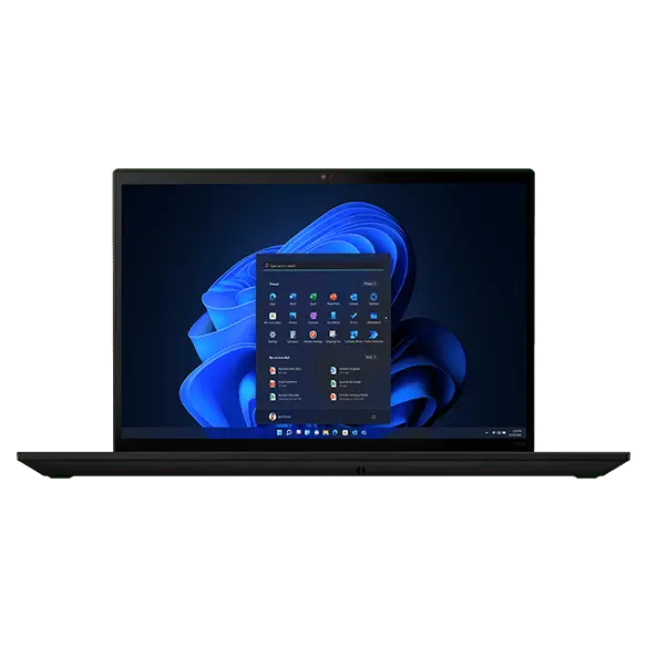 Gros plan du portable Lenovo ThinkPad P16s Gen 2 (16" Intel) ouvert, montrant l’écran qui affiche des plans de maison, plus le bord du clavier