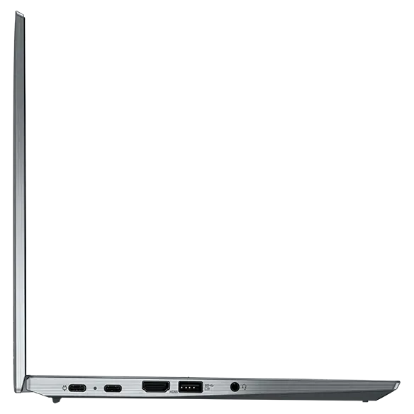 Left-side profile of Lenovo ThinkPad X13 Gen 3 laptop in Storm Grey.