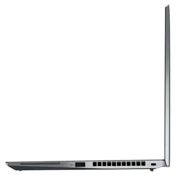 Right-side profile of Lenovo ThinkPad X13 Gen 3 laptop in Storm Grey.