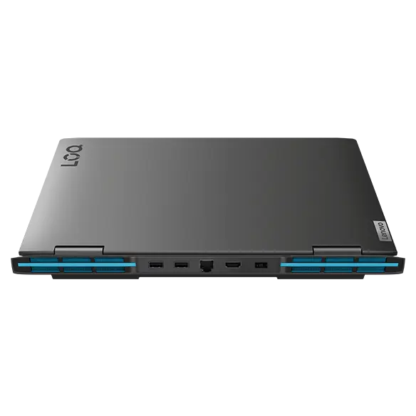 Lenovo LOQ 16IRH8 gaming laptop—rear view, lid closed