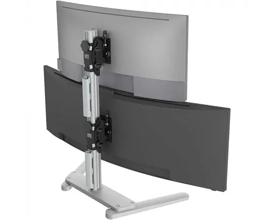 Atdec Freestanding Heavy Duty Dual Vertical Monitor Mount - Silver