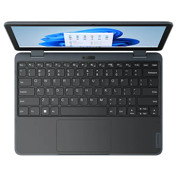 Lenovo 300w Yoga Gen 4 (11” Intel) 2-in-1 laptop – laptop mode, from above