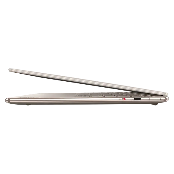Right side profile view of Lenovo Yoga Slim 9i Gen 7 (14″ Intel) laptop, slightly opened, showing ports