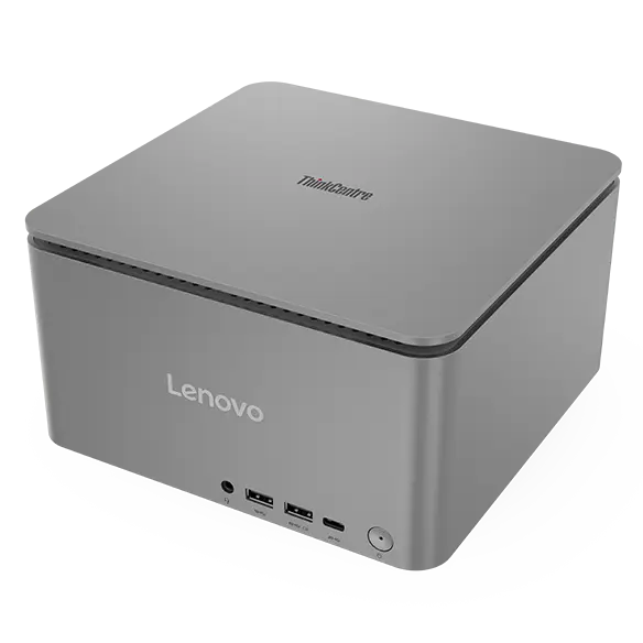 Recycled aluminium & plastic textured biomass materials used in the Lenovo ThinkCentre Neo  Ultra USFF’s chassis.