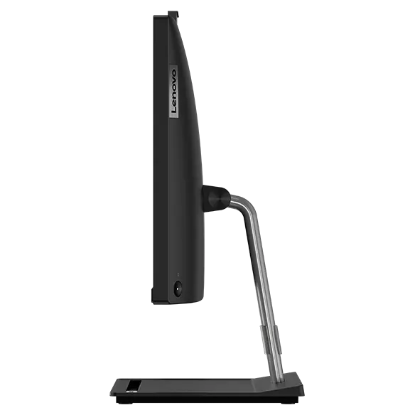 An eye-level, right-side profile view of the ThinkCentre Neo 30a (22&quot; Intel) all-in-one business PC positioned on its support stand.