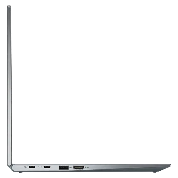Left-side profile of Lenovo ThinkPad X1 Yoga Gen 8 2-in-1 in laptop mode, open 90 degrees.