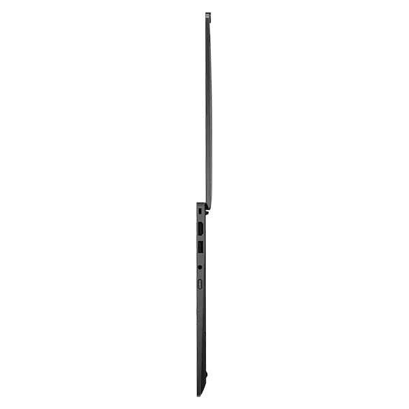 Right-side profile of Lenovo ThinkPad X1 Carbon Gen 12 laptop open 180 degrees.