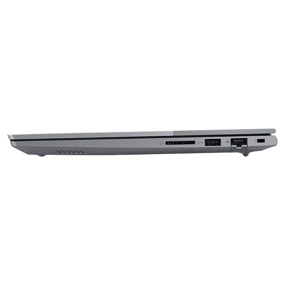 Right side view of Lenovo ThinkBook 14 Gen 7 (14 inch Intel) laptop with closed lid, focusing its four ports.