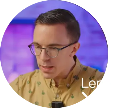 A headshot of Austin Evans with Lenovo YOGA logo over top.