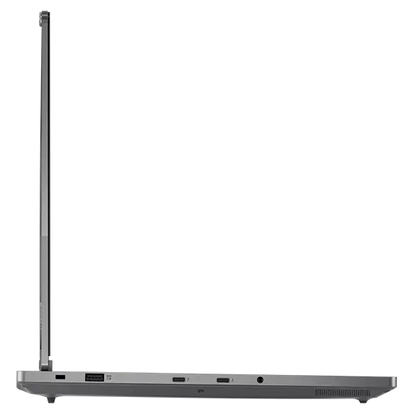 Left side view of the Lenovo ThinkBook 16p Gen 5 (16” Intel) laptop with lid open at 90 degrees with five visible ports.