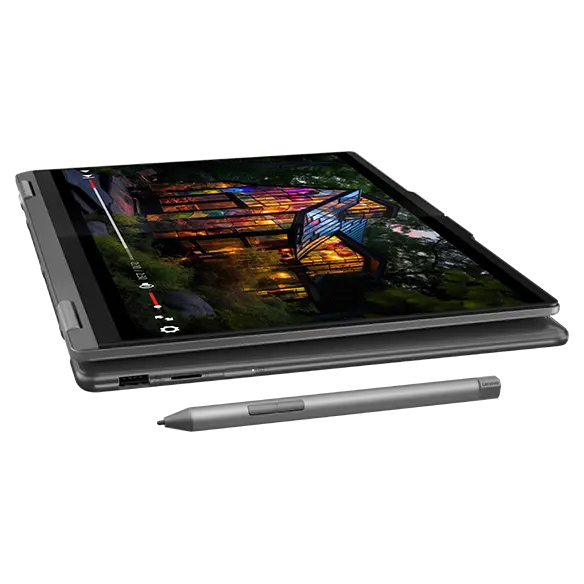 The Yoga 7 2-in-1 Gen 9 (14 Intel) laptop in tablet mode, with digital pen