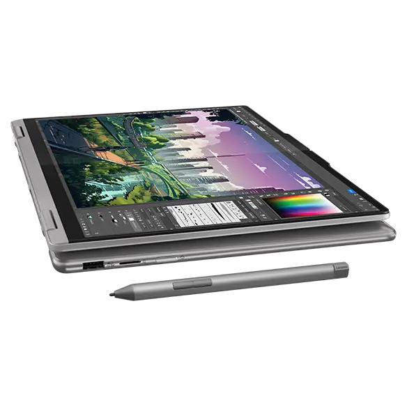 Side view of the Lenovo Yoga 7 2-in-1 Gen 9 (14 AMD) in tablet mode