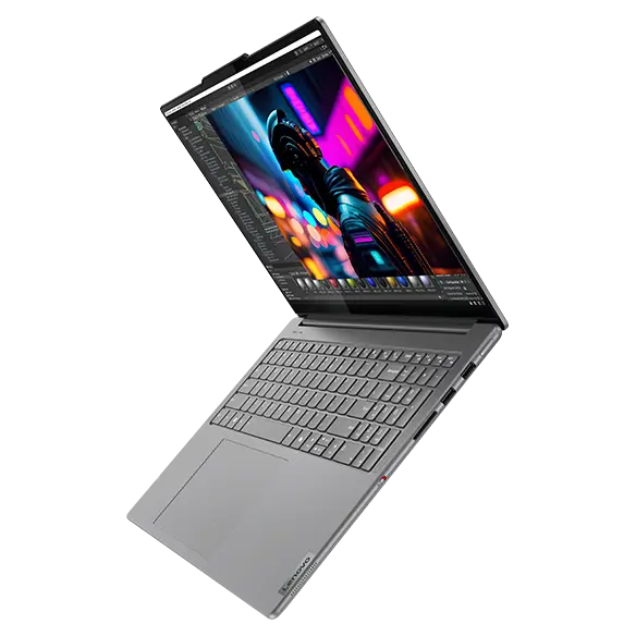 Top left angle view of the Lenovo Yoga Pro 9i Gen 9 (16 Intel), opened