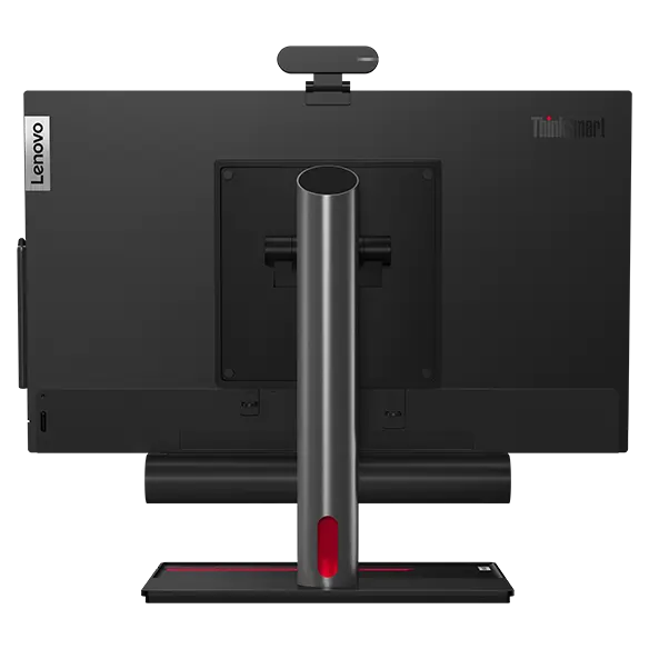 Rear view of Lenovo ThinkSmart View Plus with camera and soundbar attached