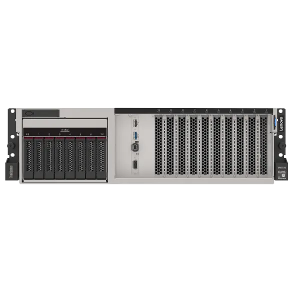 ThinkSystem SR675 V3 front view with 4x PCIe GPU and 8x HS drives