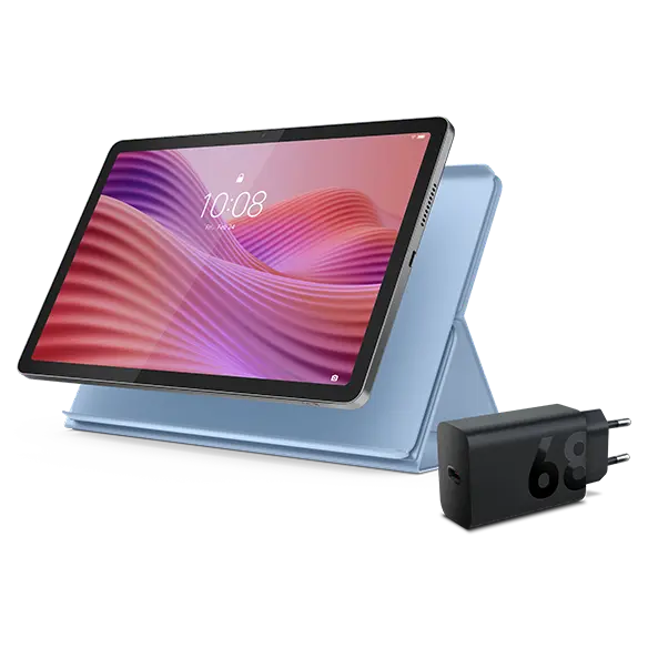 Lenovo Tab (4GB 64GB) (Wifi) - Luna Grey + Charging Adaptor & Folio (Blue) Processore MediaTek Helio G85 (da 2 GHz )/Android/64 GB eMMC 5.1