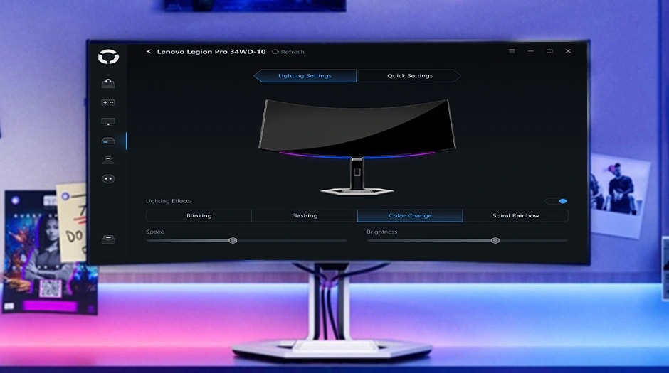 Highlights Legion Pro 5i Gen 10 as the centerpiece of a full RGB-lit battlestation for gamers.