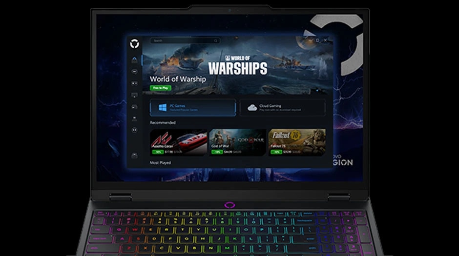 Крупный план дисплея игрового ноутбука Lenovo Legion 5i Gen 10 (15