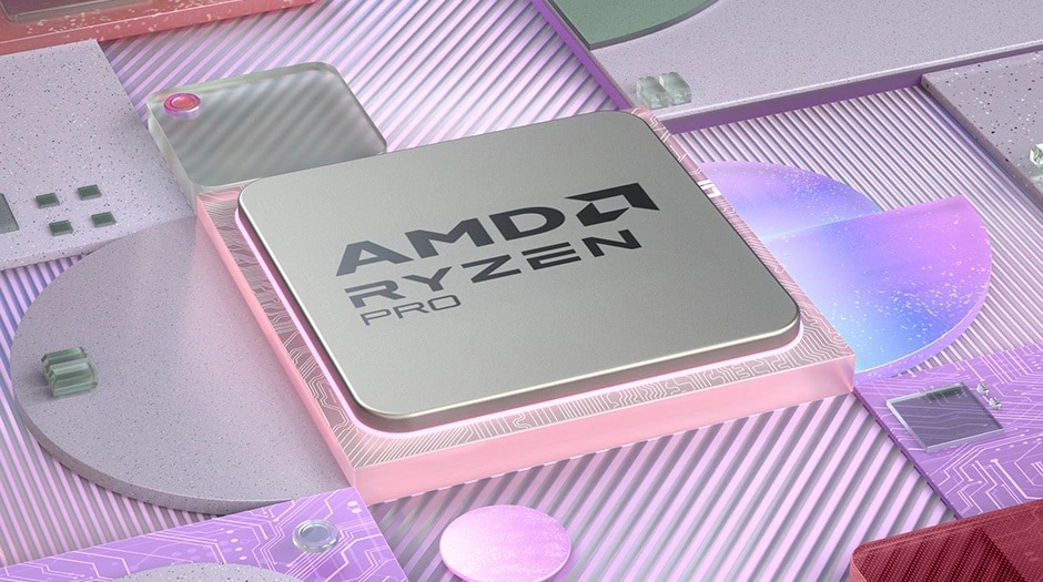 Lenovo ThinkPad L14 Gen 6 (14" AMD) laptop – close-up of an AMD Ryzen PRO chip