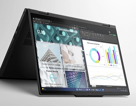 Multitasking is easy with speedy response times thanks to AI-based productivity features on the Lenovo ThinkPad T14s 2-in-1 laptop.